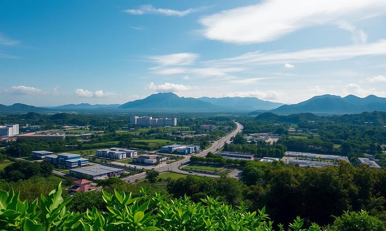 Aerial view of Costa Rica's development landscape showing modern infrastructure and natural beauty