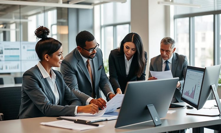 Risk management team from Gap Investments reviewing U.S. investment fund companies' applications for Costa Rica home equity loans