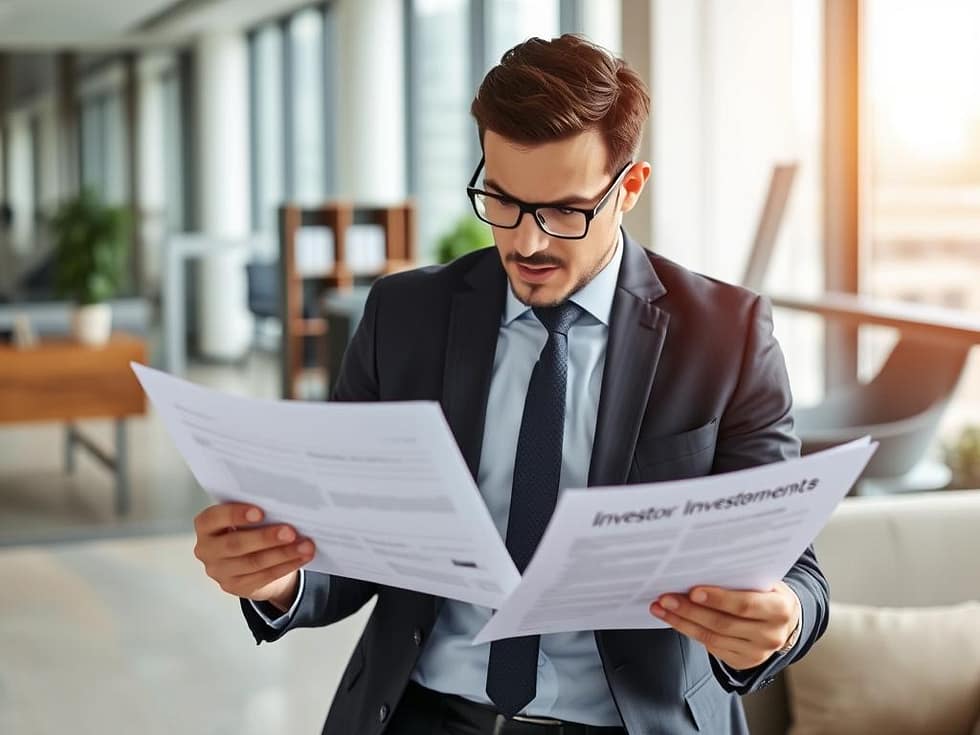 Investor reviewing Costa Rica home equity loan opportunity documents Investor reviewing Costa Rica home equity loan opportunity documents